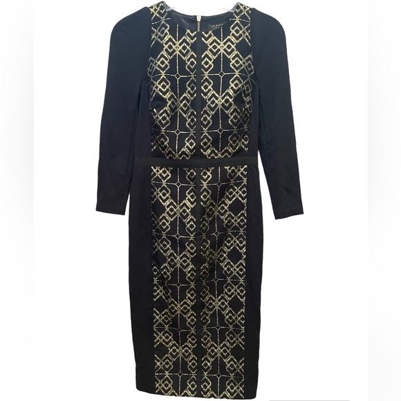 Ted Baker Mikha Metallic Jacquard
Panel Midi Dress Ted Baker Size 1 - Picture 3 of 7